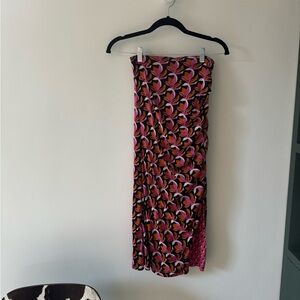 Diane von Furstenberg Edna Reversible Ruched Mesh Midi Skirt, Fleur Geo/Dot, S